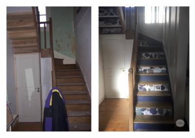 Réalisation de la montée d'escalier par le Pompon sur la Déco décoratrice UFDI Cherbourg 50