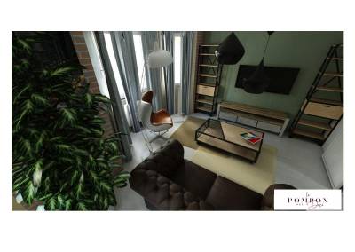 Espace salon appartement par le Pompon sur la Déco décoratrice d'intérieur UFDI Cherbourg 50